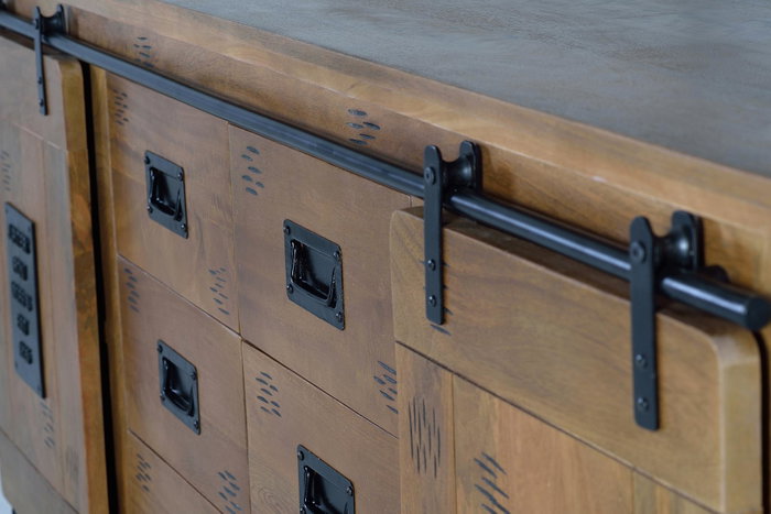 Giner y Colomer Aparador de Madera de Mango y Metal, 80 x 190 x 45 cm, Industrial, Natural